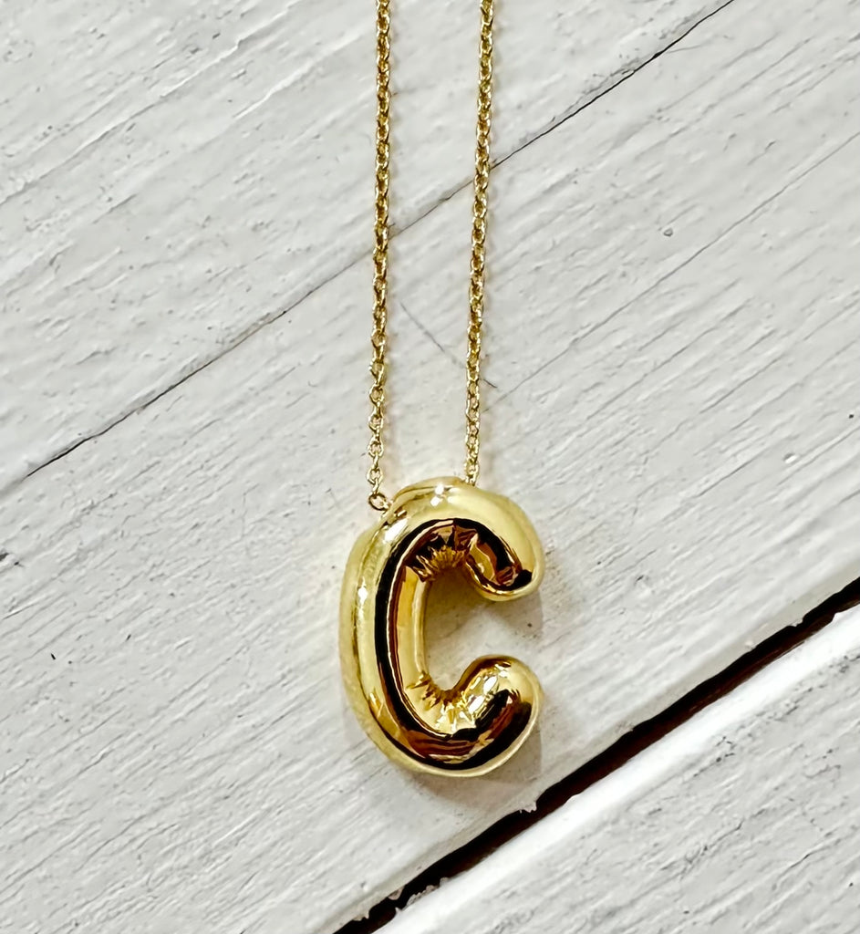 3D Bubble Letter with Gemstone Heart Necklace